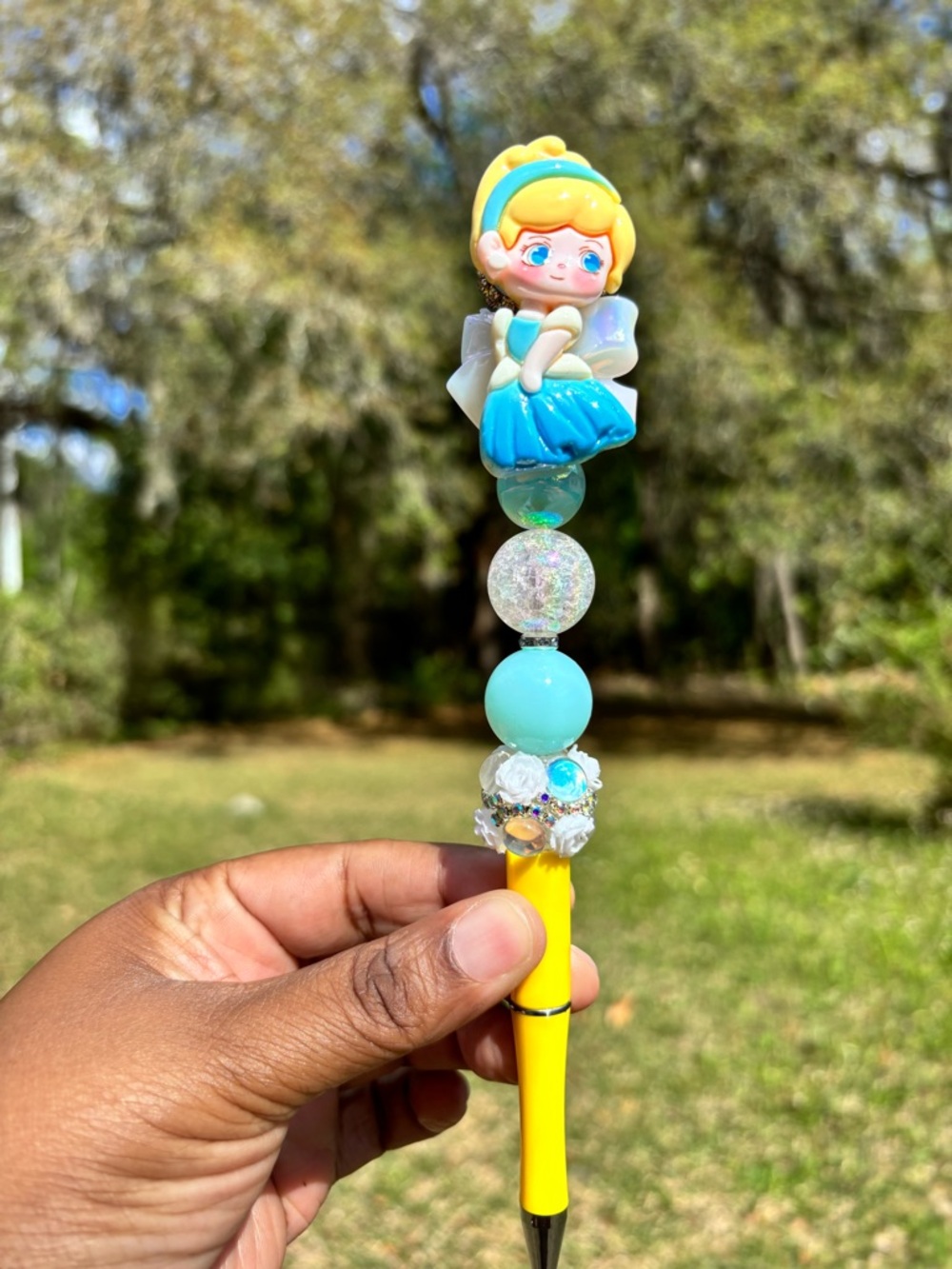Handcrafted  Yellow & Blue Princess Fancy Pen